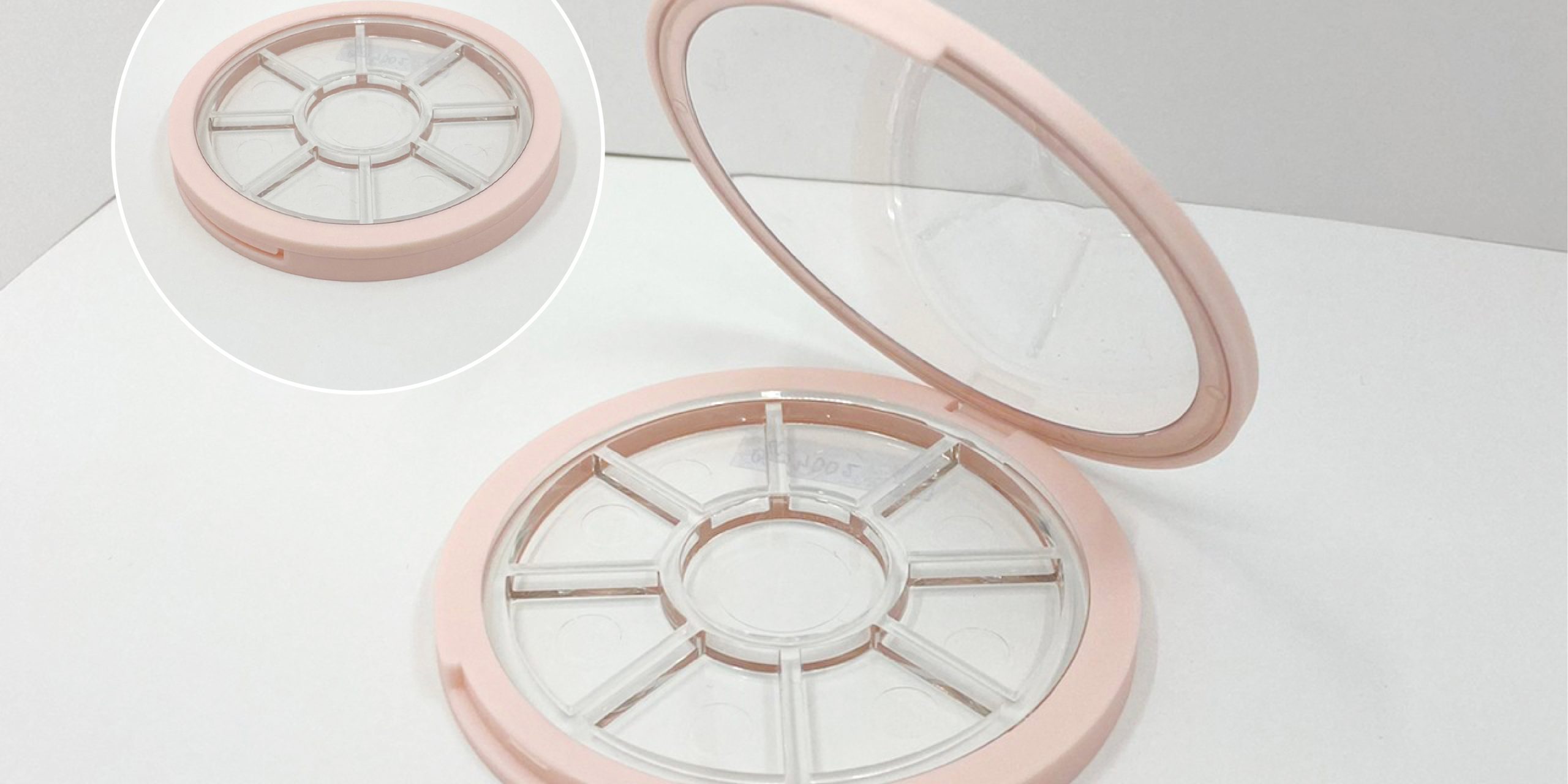 0803002-iupackaging-พาเลทกลมสีเนื้อมีกระจกเก้าช่อง