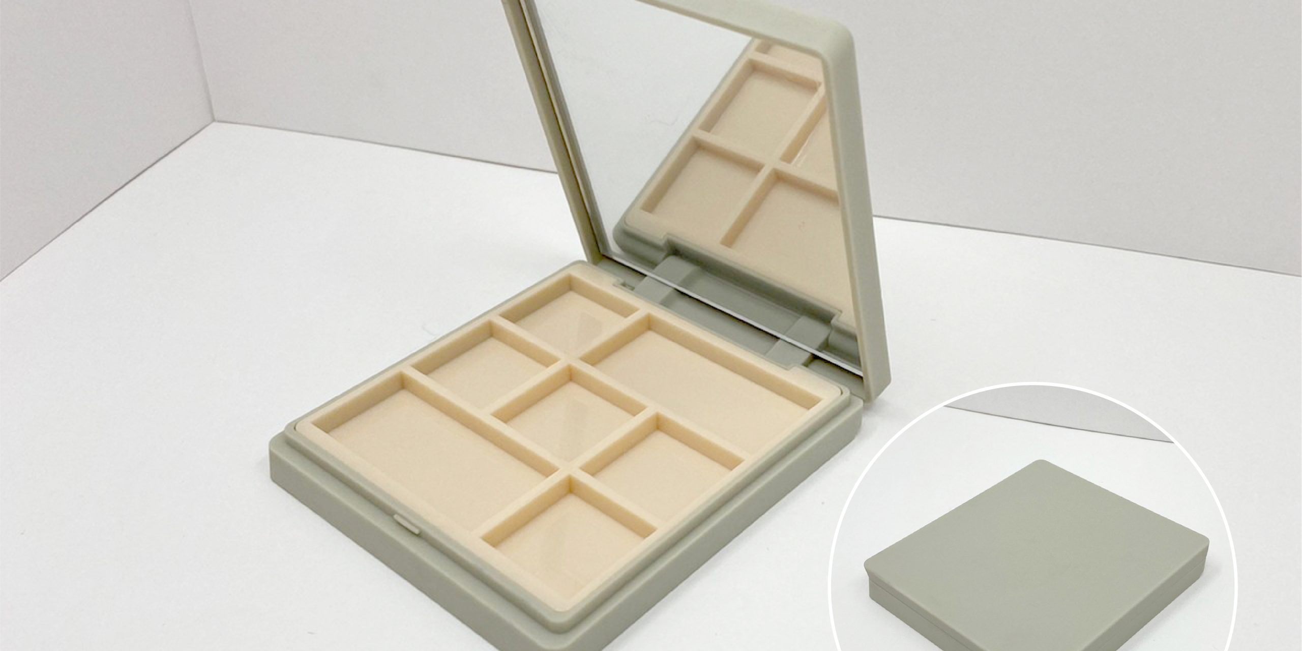 0800501-iupackaging-พาเลทสีเทาหกช่องมีกระจก