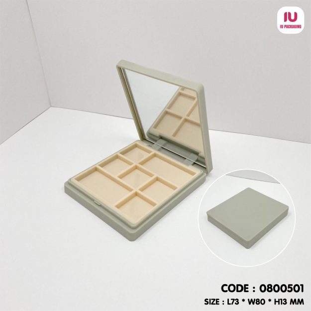 0800501-iupackaging-พาเลทสีเทาหกช่องมีกระจก