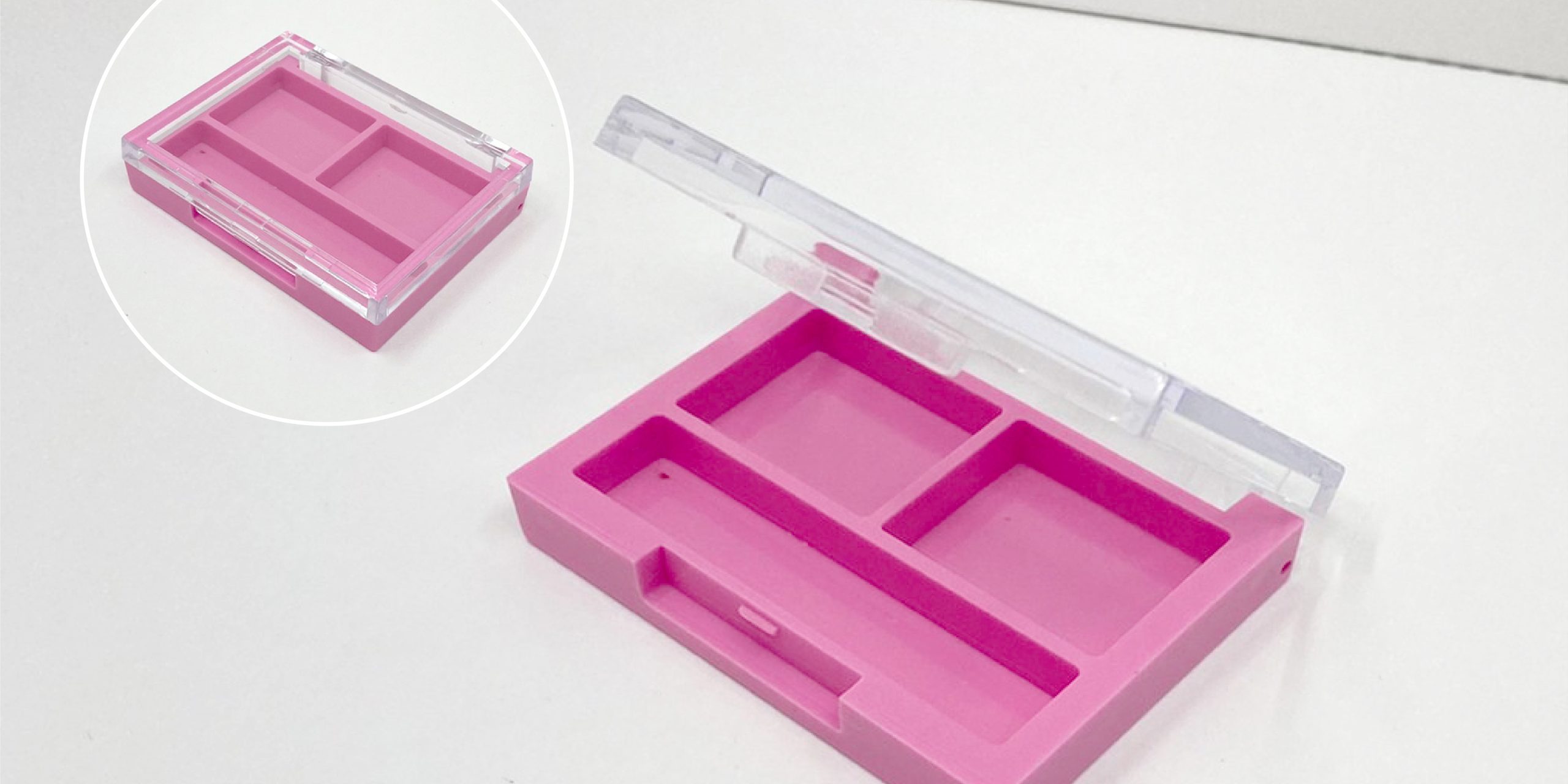 0806626-iupackaging-พาเลทสีชมพูสามช่องฝาใส