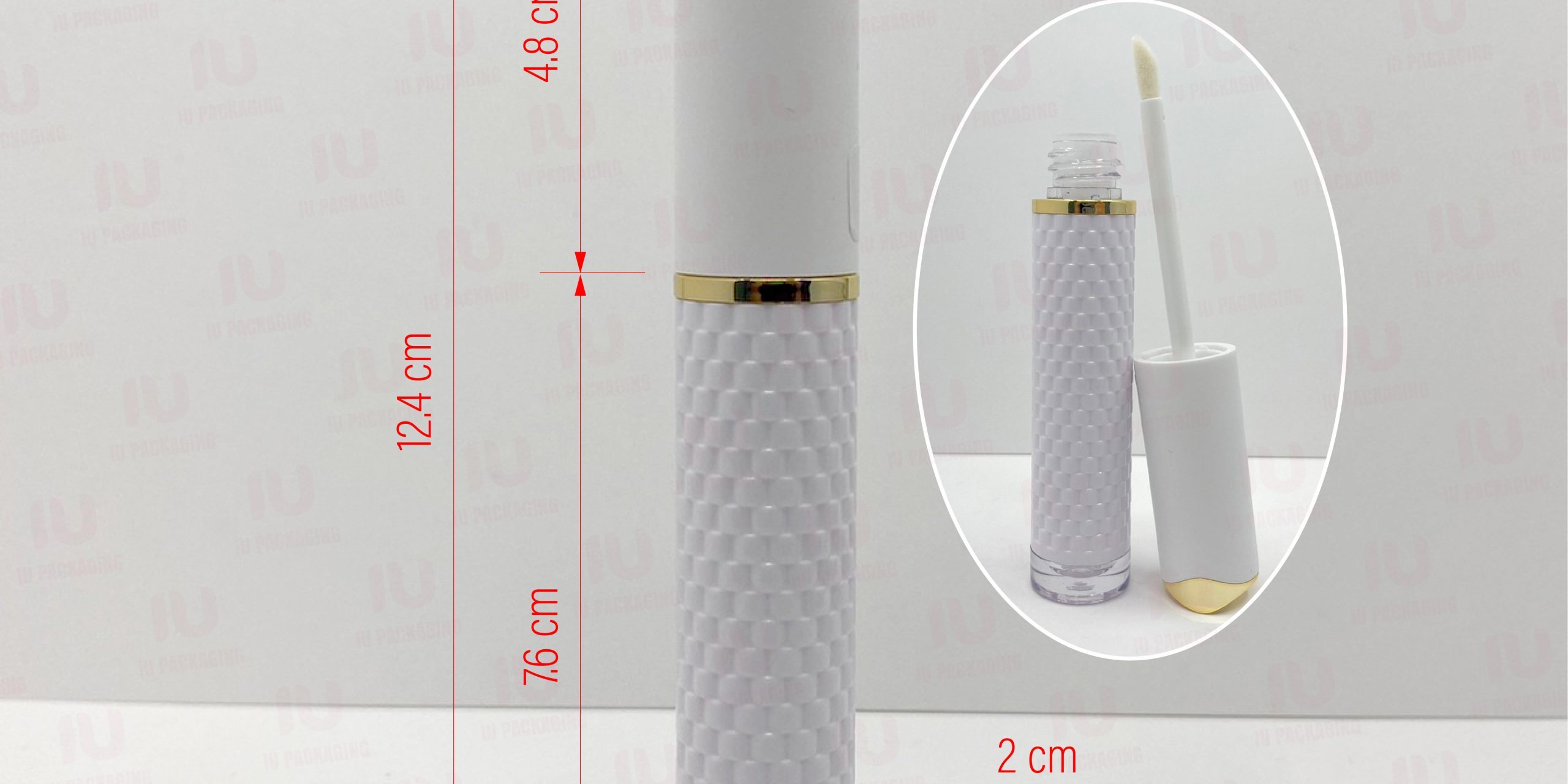 0206305-iupackaging-หลอดลิปจุ่มหลอดกลมฝาสีขาวหลอดขาวคาดทอง_4g