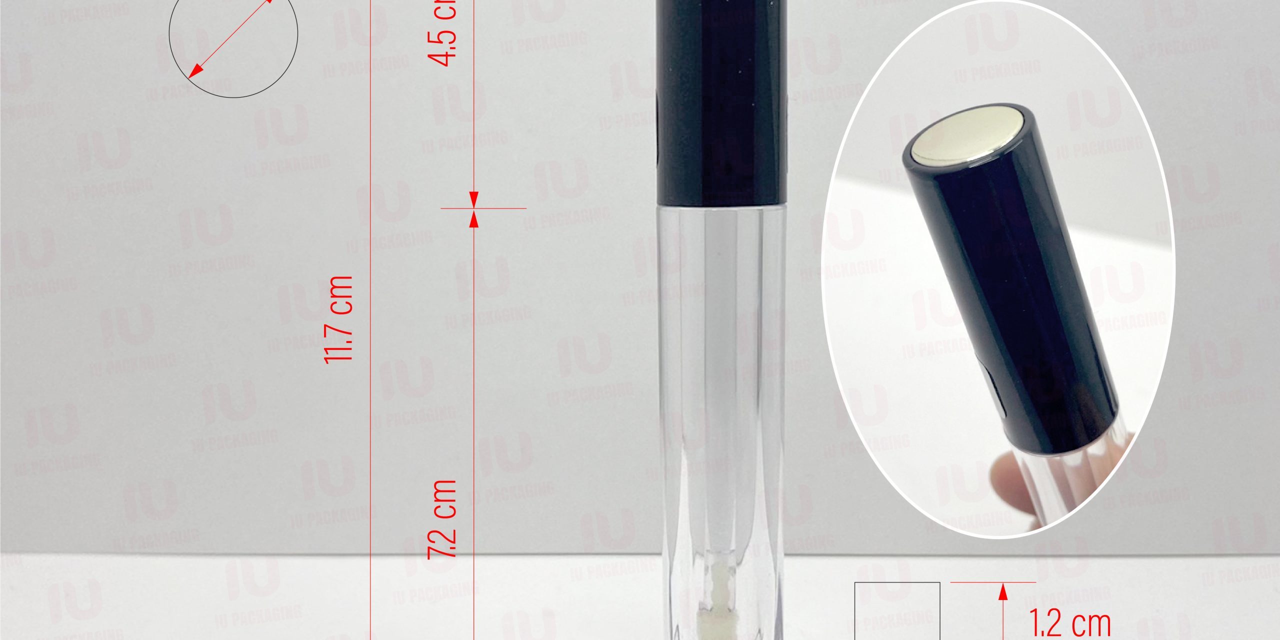 0216225-iupackaging-หลอดลิปจุ่มหลอดกลมฝาดำหลอดใส_4g