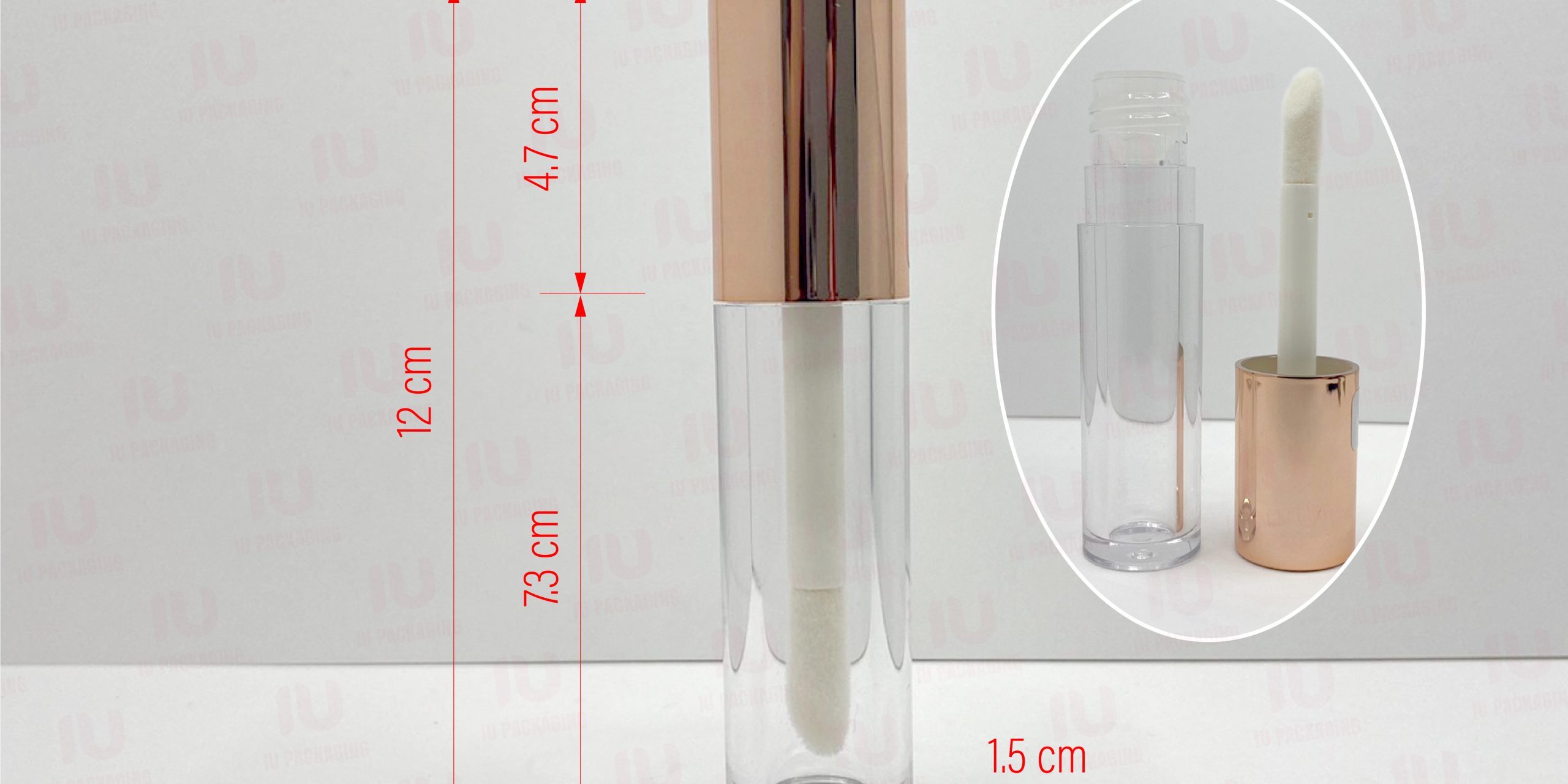 0216125-iupackaging-หลอดลิปจุ่มหลอดกลมใสฝาสีทอง