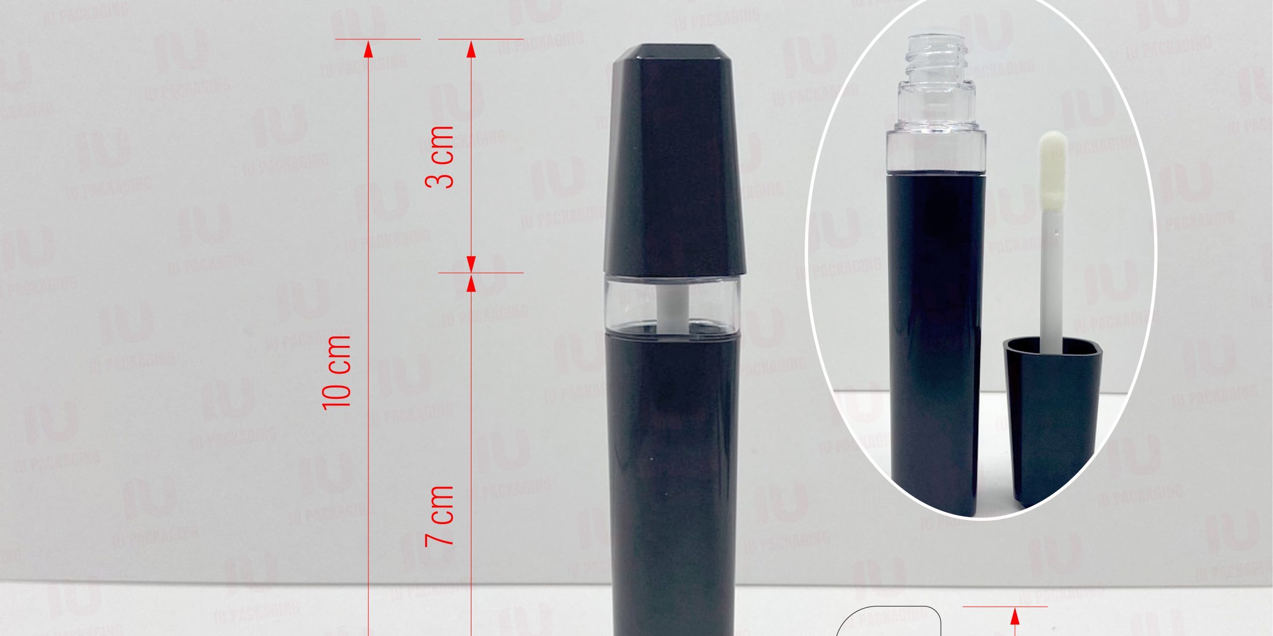 0217606-iupackaging-หลอดลิปจุ่มหลอดกลมสีดำ