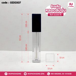 0220307-หลอดลิปจุ่มหลอดสี่เหลี่ยมทรงสูงฝาดำหลอดใส-image