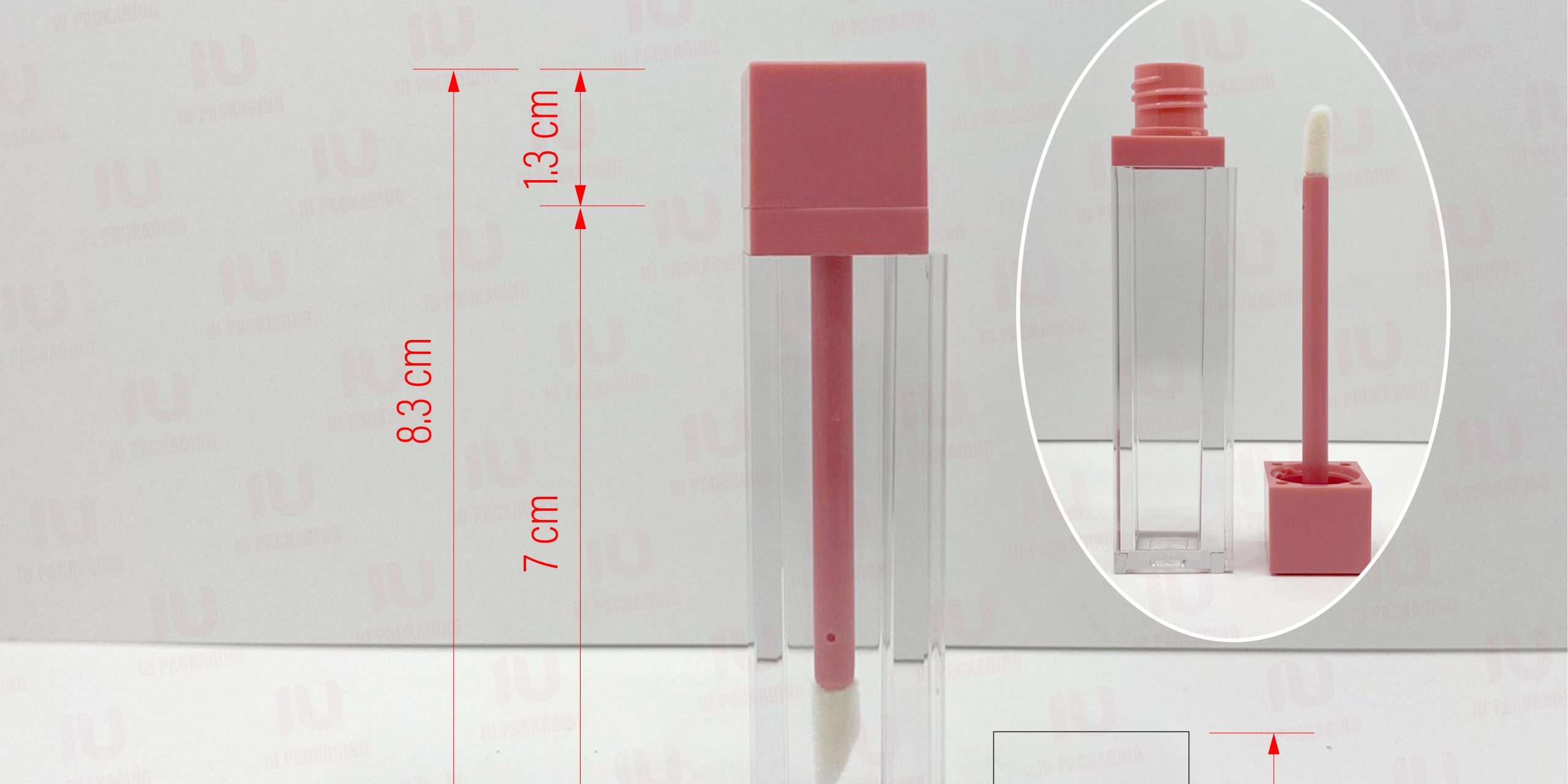 0207713-iupackaging-หลอดลิปจุ่มหลอดสี่เหลี่ยมฝาสีชมพูหลอดใส_7.5g