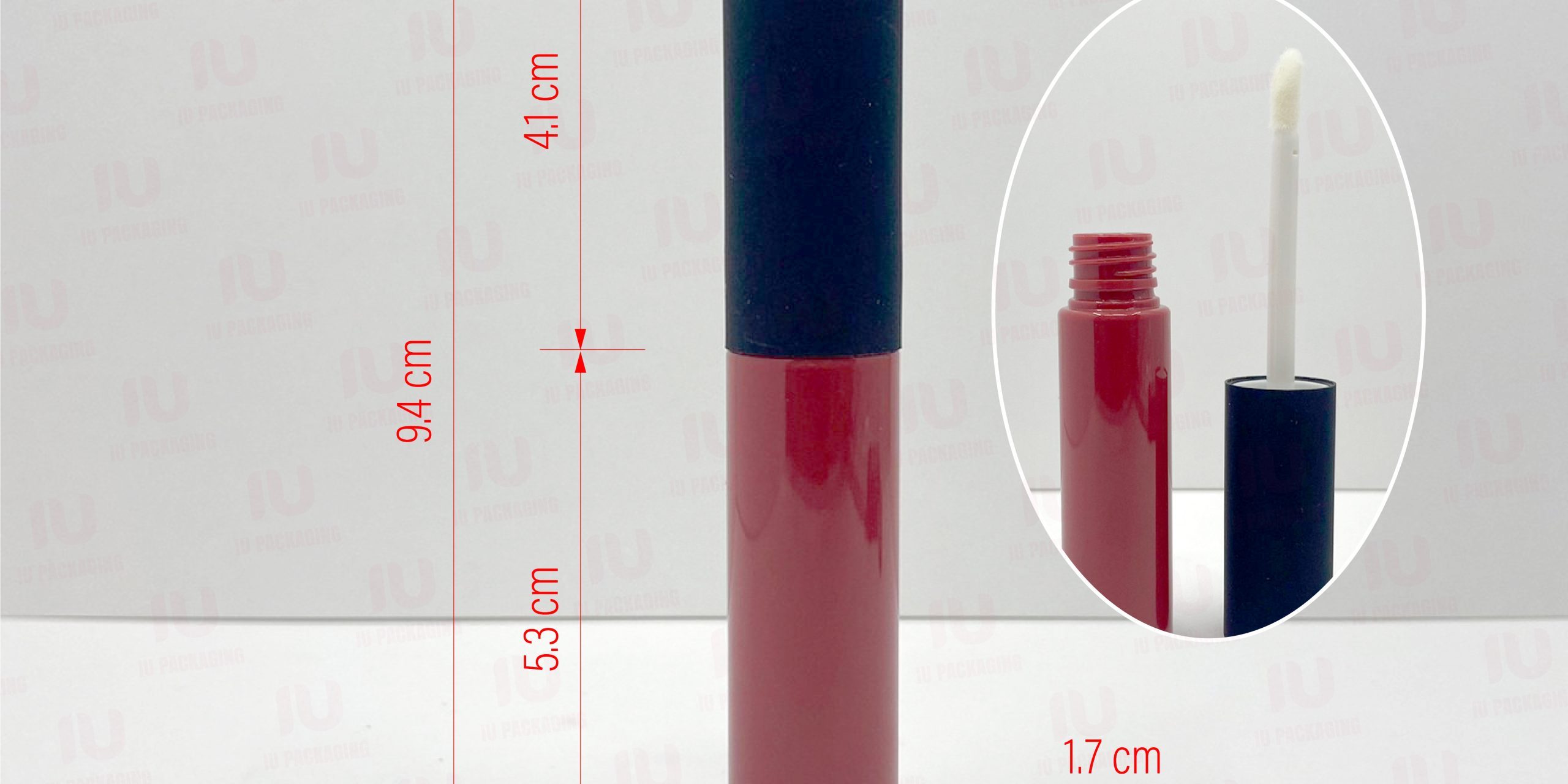 0207313-iupackaging-หลอดลิปจุ่มหลอดกลมฝาสีดำหลอดแดง_8.5g