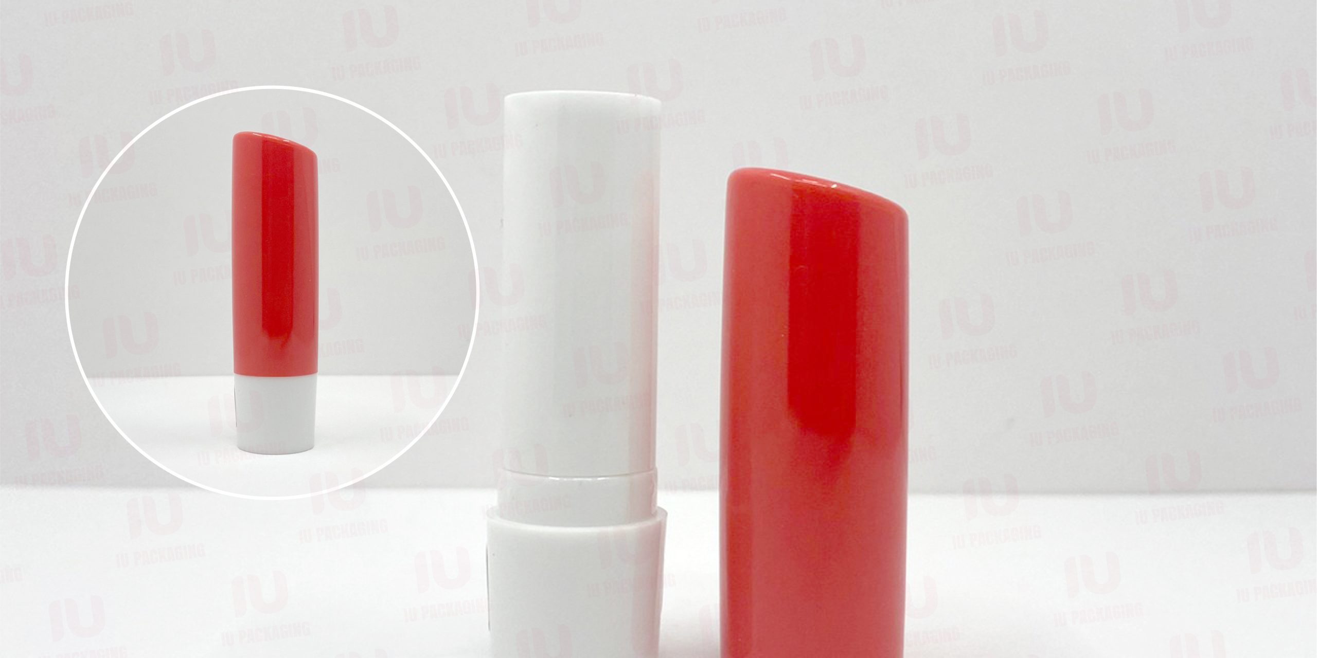 0105625-iupackaging-หลอดลิปแท่งทรงกลมหลอดสีขาวฝาสีแดง