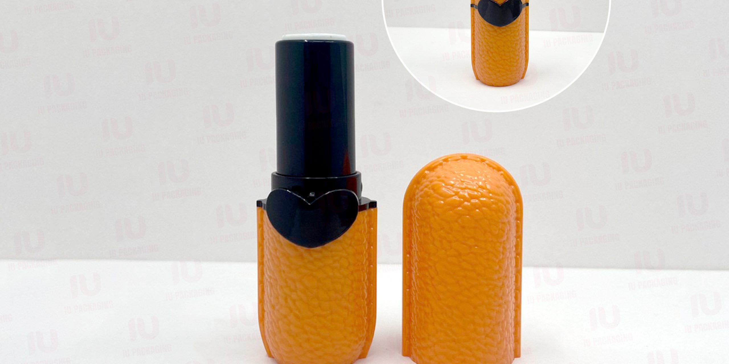 0103812-iupackaging-หลอดลิปแท่งทรงกลมสีส้ม